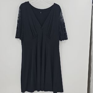 Torrid Midi Black Dress with Lace Sleeves Torrid Size 2 or 2X